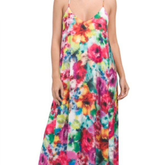 Nicole Miller Anthro watercolor floral maxi pocket sun dress size XS - Picture 5 of 6